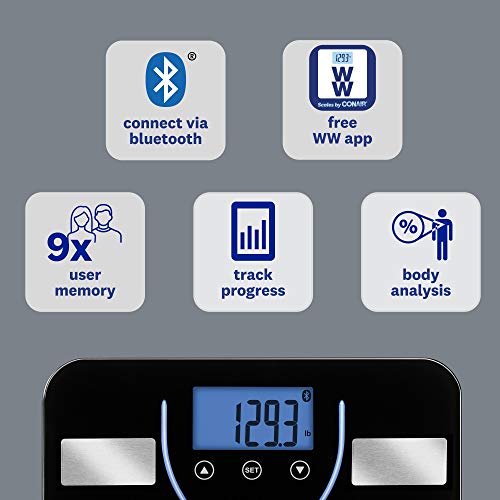 Conair Black Weight Watchers Bluetooth Body Scale with Body Fat & BMI