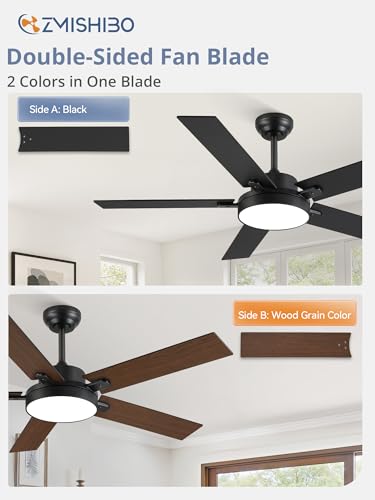 52 Inch Ceiling Fan with Light - Black, 30W LED, Smart Remote & App Control