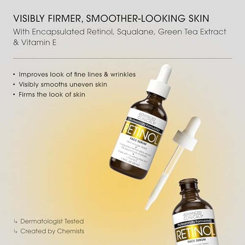 Advanced Clinicals Day-To-Night 6 Piece Skin Care Set Gift Box | (AM) Vitamin C + (PM) Retinol Face Serum, Under Eye Cream, & Travel Size Body Cream | Anti Aging Skincare Set Gift For Women & Men