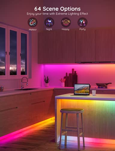 65.6ft RGBIC LED Strip Lights - Smart App Control, Color Segmented, Music Sync