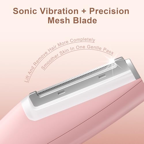 Rechargeable Sonic Dermaplaning Face Tool with LED Light, 3 Speeds, Peach Fuzz Remover