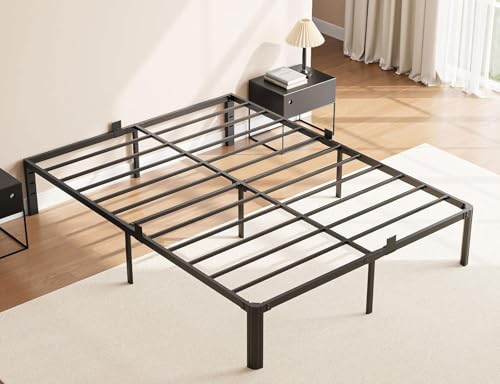 Queen Metal Bed Frame 14 Inch Heavy Duty Platform Bed with Rounded Corners - Black