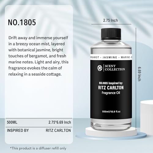 Luxury Ritz Carlton Diffuser Oil 500ml - Hotel-Grade Aromatherapy Fragrance, Pack of 1