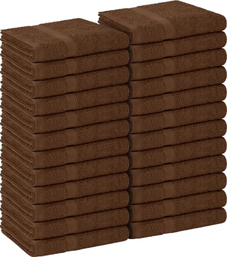Salon Towels Pack of 24 - 16x27 Inch 100% Cotton Dark Brown - Professional & Home Use
