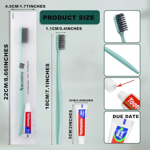 Disposable Toothbrushes with Toothpaste, 60 Pack Green – Xuezoioy