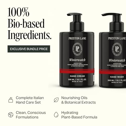 Preston Lane Hand Soap & Lotion Set, Winterwatch Scent ? Hydrating Hand Wash and Moisturizing Hand Cream Duo | Clean Ingredients, Vegan & Cruelty Free Bathroom and Kitchen Essentials Gift Set