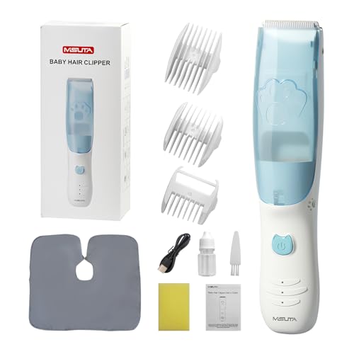 Cordless Baby Hair Clippers with Vacuum & Waterproof Safety Blades