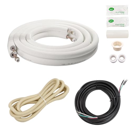 Wostore 16ft Mini Split Line Set, 1/4" & 3/8" Copper PE w/Fittings