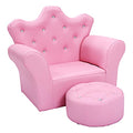 Kids Pink Princess Sofa Set with Ottoman - Toddler Upholstered Couch, Diamond Decor