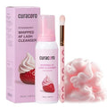 CURACORO 100ml Eyelash Extension Cleanser (Strawberry Scented) - 3X Concentrated Whipped Lash Shampoo, Deep Cleansing Lash Foam Cleanser for Sensitive Skin, Long-Lasting, Salon & Home Use
