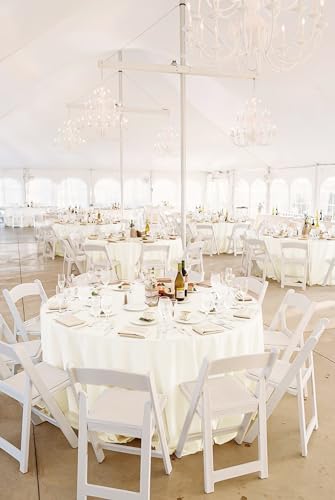 fani 10 Packs Ivory Round Tablecloth 120 Inch - 180 GSM Polyester, 10 Pack Ivory/120 Inch Round
