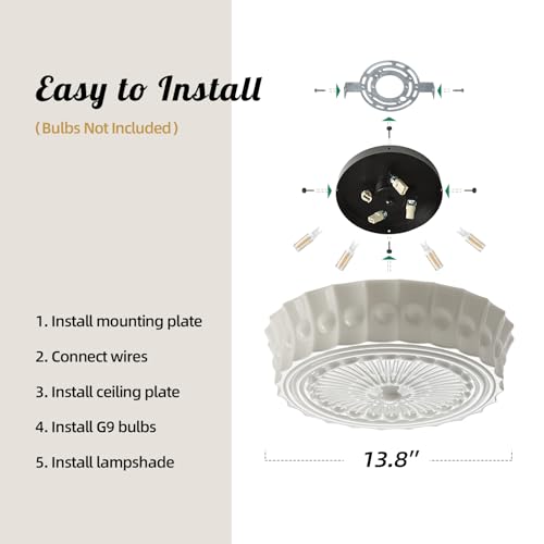 White Milk Glass Schoolhouse Ceiling Light - 14 Inch Mid-Century Flush Mount Fixture