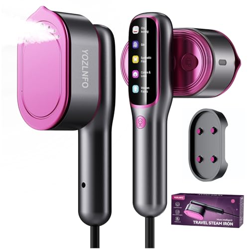 YOZLNFO Glossy Purple & Grey Travel Garment Steamer, Portable Handheld Iron 110V
