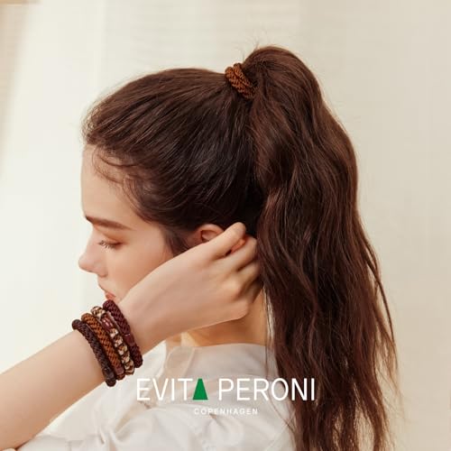 EVITA PERONI Burnt Rose Blush Hair Ties 12 Pack for Thick Hair, Secure Hold