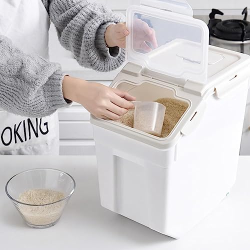 Large 25LB Flour Storage Container Bin with Wheels & Locking Lid - Gray, 2 Pack