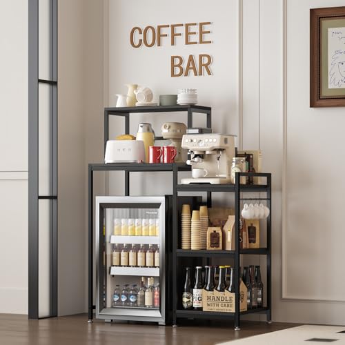 6-Tier Mini Fridge Stand with Storage and Hooks, Kitchen & Dorm Organizer
