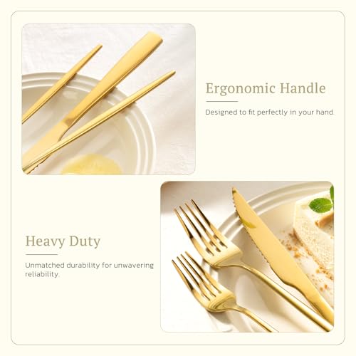 Elegant Gold Silverware Set 48-Piece Flatware Cutlery for 8 with Steak Knives