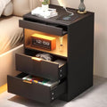 Yusong RGB LED Nightstand with Charging Station - Black 001