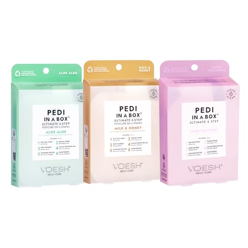 VOESH Pedi in a Box Ultimate 6-Step Spa Pedicure Kit 3 Pack - DIY Foot Care