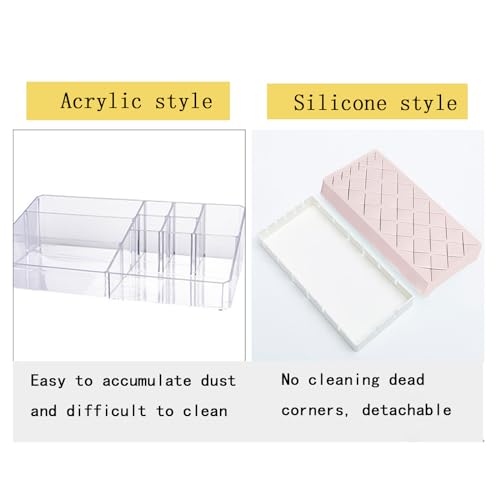 Silicone Lipstick Holder 18+6 Slots, Cosmetic Organizer Stand Square Makeup Display Case for Brush Lip Eye Stick Nail Polish Brushes Eyebrow, Premium Cosmetic Organizer-Pink
