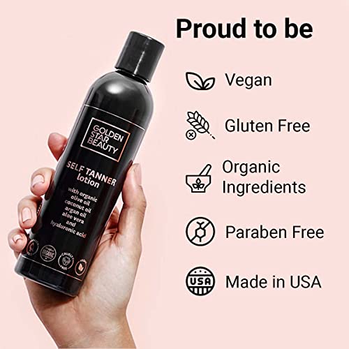 Organic Self Tanning Lotion for Natural Bronze Skin - Sunless Tan with Mitt