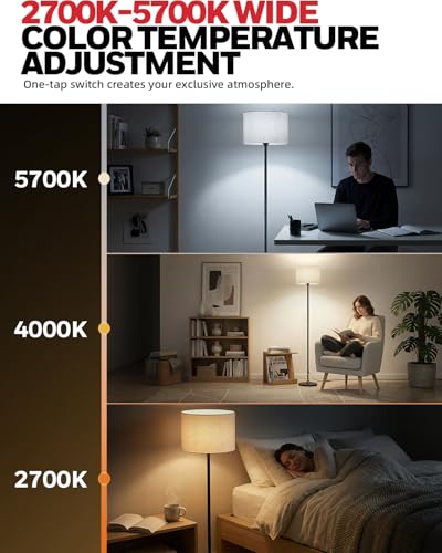 LED Floor Lamp Dimmable with Remote Control, Full Spectrum Eye-Caring Light