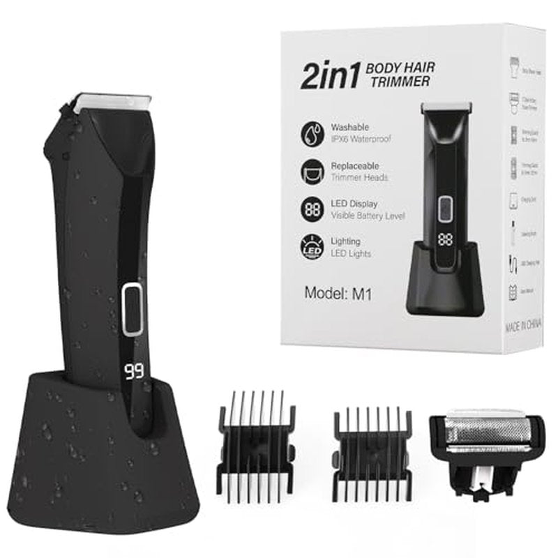 Body Trimmer for Men, 2-in-1 Electric Shaver for Pubic Hair, Chest, Legs, IPX6 Waterproof Wet/Dry Men¡¯s Ball Shaver