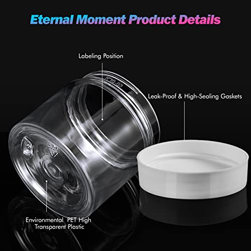 Eternal Moment 36 Pack 6 OZ Plastic Cosmetic Jars with White Lids - Clear Containers