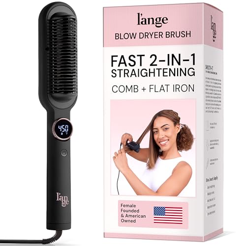 Digital Comb Hair Straightener Brush - Black - 2-in-1 Ionic Styling Tool