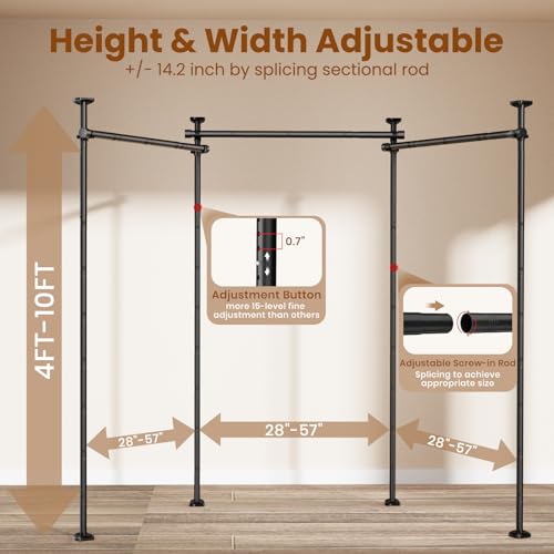 Bonpally No Drilling Room Divider Curtain Rod Black 28-171 Inch Adjustable