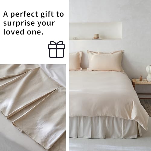 French Linen Pleated Bed Skirt - King 18-Inch Drop Natural Linen Cotton Blend