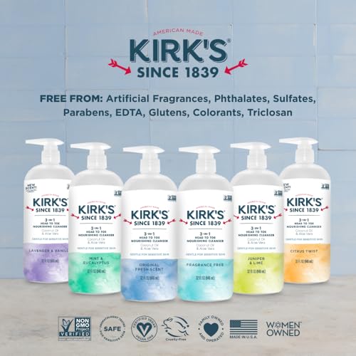 Kirk's Citrus Twist 3-in-1 Nourishing Cleanser & Travel Bar Soap - Pack of 2, 32 Fl Oz
