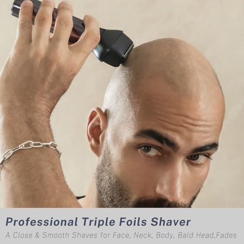 Beard Trimmer and Clippers Set for Men with Foil Shaver, Professional 3-in-1 Mens Shaving Fades Kit with Nose Trimmer, IPX7 Waterproof Wet/Dry, Precise Dial Adjustable 20 Settings, USB-C Rechargeable