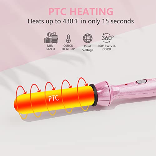 DAN Technology Pink Travel Hair Styling Set with Mini Flat Iron, Curling Iron & Dryer