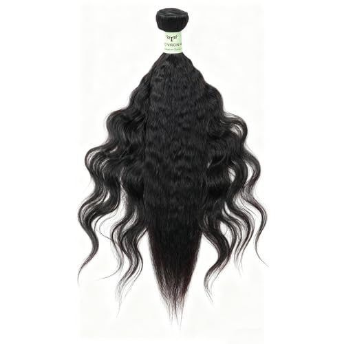 Yuyongtai 14 Inch Kinky Straight Human Hair Bundles Natural Color - Brazilian Virgin Remy Hair