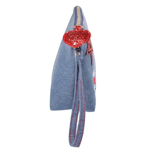 Marvel Spider-Man Denim Makeup Bag with Patches - Official Licensed Gift for Women