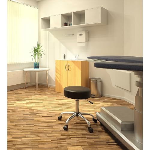 Black Antimicrobial Vinyl Medical Spa Stool with Adjustable Height - No Back Cushion