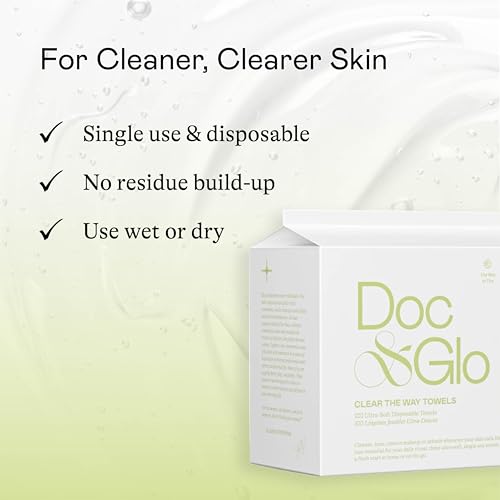 Doc & Glo Face Towel Wipes, Dry Disposable Face Towels, Perfect For Cleansing, Toning & Makeup Removal (Pack of 100)
