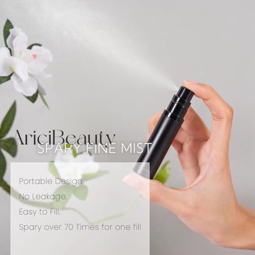 Travel Refillable Perfume Fragrance Atomizer 0.17fl.oz/5ml. Cologne Pocket Recyclable Portable Sprayer Bottle. Mini Scent Pump Case Dispenser Perfume Container (DEEP GREY + ROSE GOLD)