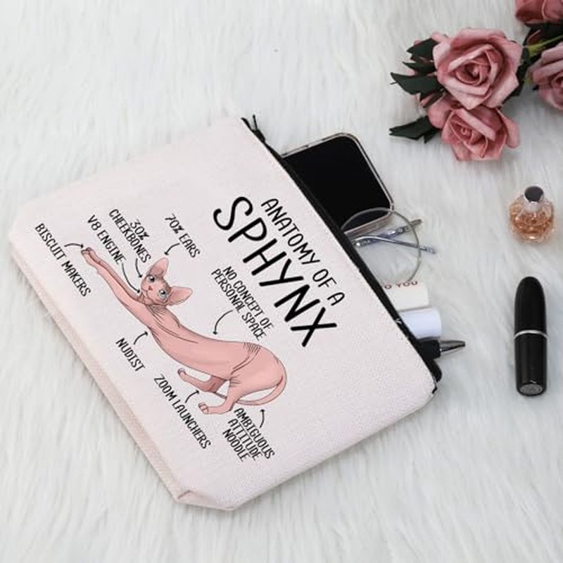 G2TUP Sphynx Cat Lover Gift Anatomy Makeup Bag - Cosmetic Bag for Sphynx Mom and Owner (A Sphynx Cat MB)