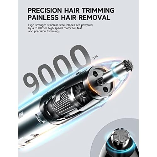 ZORAMI Rechargeable Ear and Nose Hair Trimmer - 2025 Professional Painless Eyebrow & Facial Hair Trimmer for Men Women, Powerful Motor and Dual-Edge Blades for Smoother Cutting Black