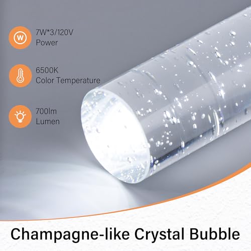 Nickel Cylindrical Pendant Lights Kitchen Island 3 Pack - Modern Crystal Bubble Ceiling Fixtures with Integrated LED