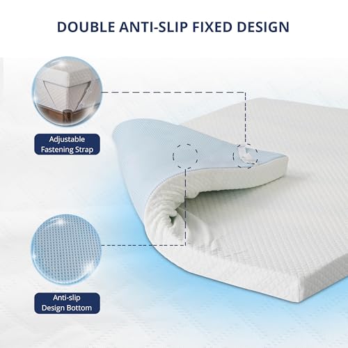 EGOHOME 3 Inch Queen Memory Foam Mattress Topper with Removable Cover - Cooling & Support