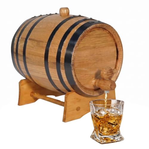 1L Charred American Oak Aging Barrel with Stand, Spigot & Bung for Whisky Bourbon