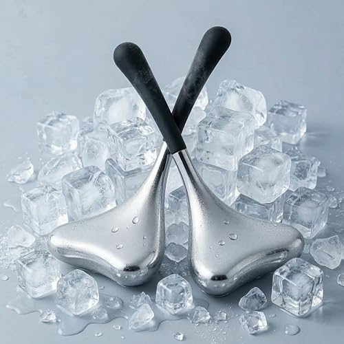 MAXXING Stainless Steel Cryo Facial Rollers Set of 2 Cooling Massage Tools for Depuff & Skin Refresh