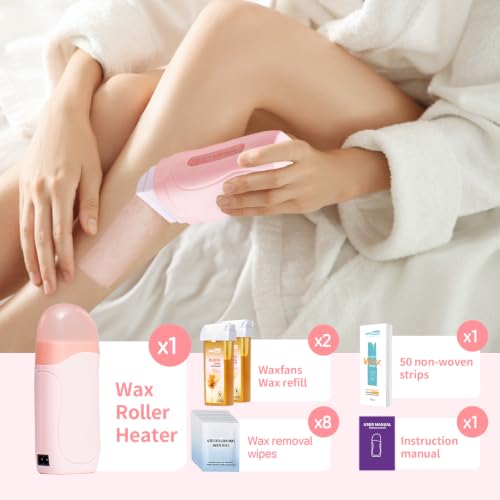 Waxfans Roll-On Waxing Kit for Hair Removal - Honey, All Skin Types