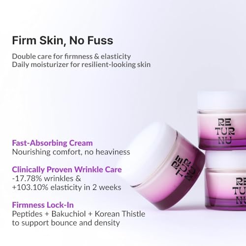 Anti-Aging Firming Moisturizer with Peptides and Bakuchiol - Clinically Proven for Skin Elasticity