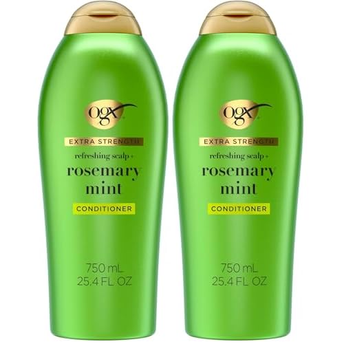 OGX Extra Strength Refreshing Scalp + Rosemary Mint Conditioner,Nourishing Hair & Scalp Conditioner Infused with Rosemary for Healthy-Looking Hair,Sulfate-Free Surfactants,25.4 fl. oz,(Pack of 2)