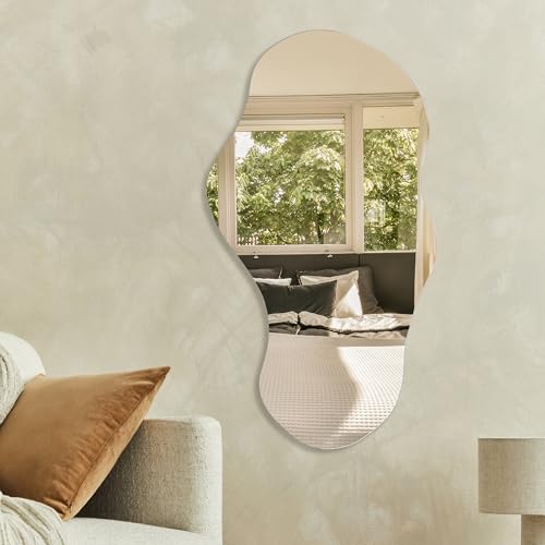 PERFNIQUE Cloud Irregular Wall Mirror 43x24 Inches Frameless Modern Decor