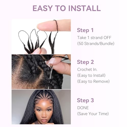 Kinky Straight Feather Crochet Hair - Black KS, 150 Strands, 24 Inch